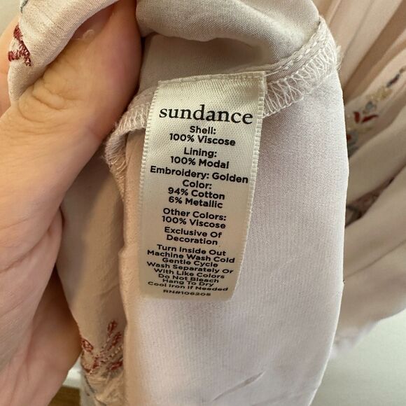 Sundance Boho Maxi Dress Large Blush/Ivory Floral Embroidered Sleeveless EUC - Picture 7 of 9